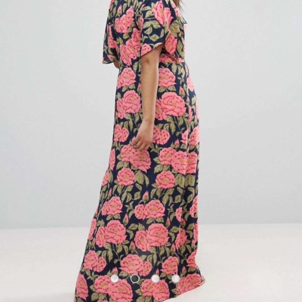ASOS CURVE Navy Floral Kimono Maxi Dress